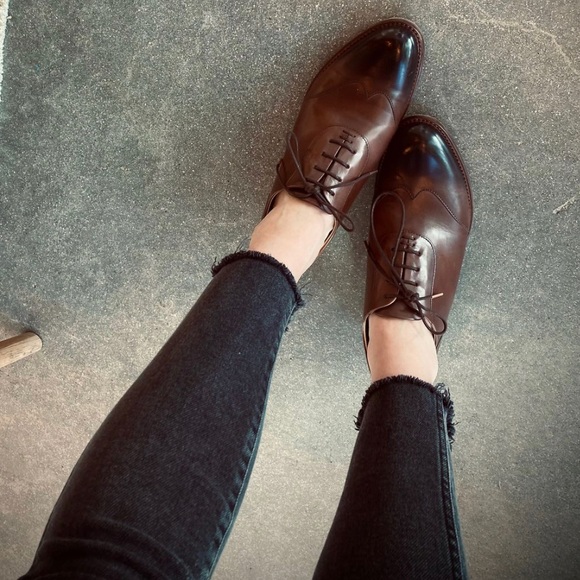 The office of Angela Scott Shoes - TOOAS Women's Brown Leather Lace-Up Oxford Shoes